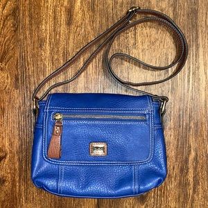 B.O.C Blue/Brown Vinyl Crossbody Purse